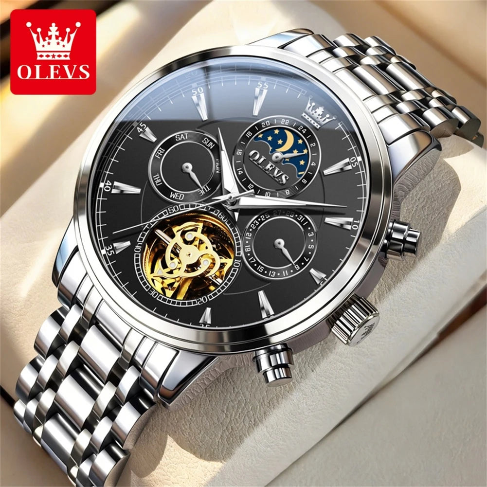 OLEVS 6746 Herrenuhr Business Fashion Skelett Automatische Mechanische Uhren für Männer Original Wasserdicht Leuchtende Herrenuhr