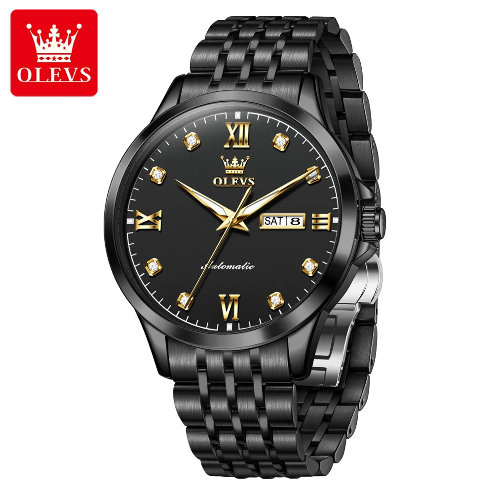 OLEVS 7092 Herrenuhr Original Luxusmarke Mechanische Uhren Wasserdicht Edelstahl Datum Woche Uhren für Männer Geschenke