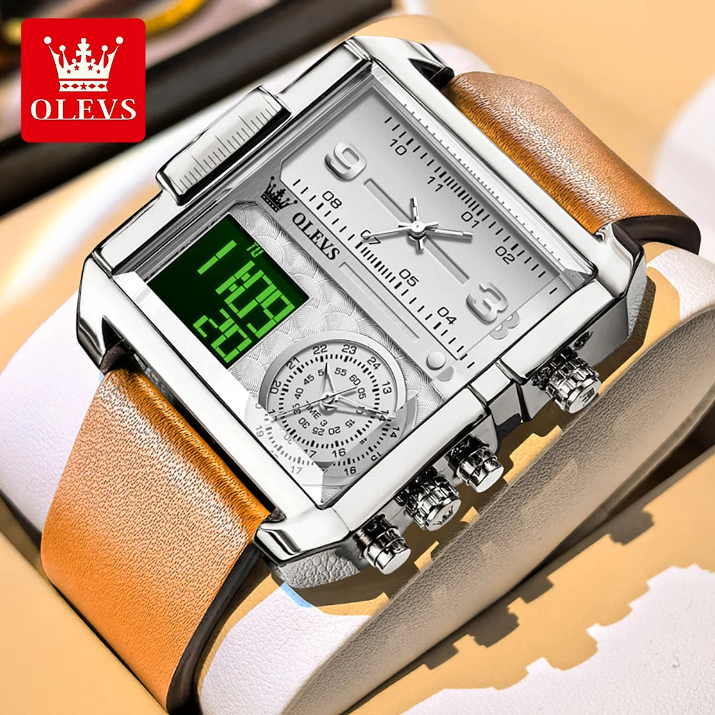 OLEVS 1101 Erkek Kol Saati Moda Çok Fonksiyonlu Kuvars Saat Erkekler İçin Takvim Hafta Göstergesi Su Geçirmez Işıklı El Saati Reloj