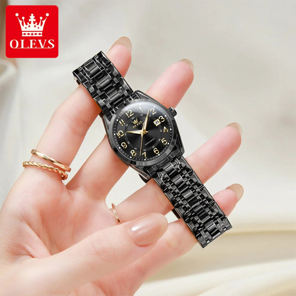 OLEVS 3666 Couple Watch Luxury Business Top Brand Waterproof Luminous Dress Hand Clock Original Number Scale Date Fashion Watch