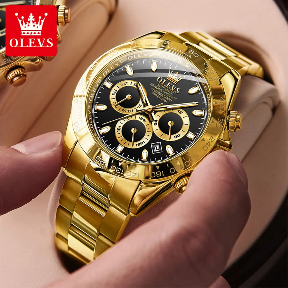 OLEVS Uhren Herren Original Luxus Multifunktions Automatische Mechanische Uhren Für Herren Wochenkalender Herren Dress Armbanduhr 6638