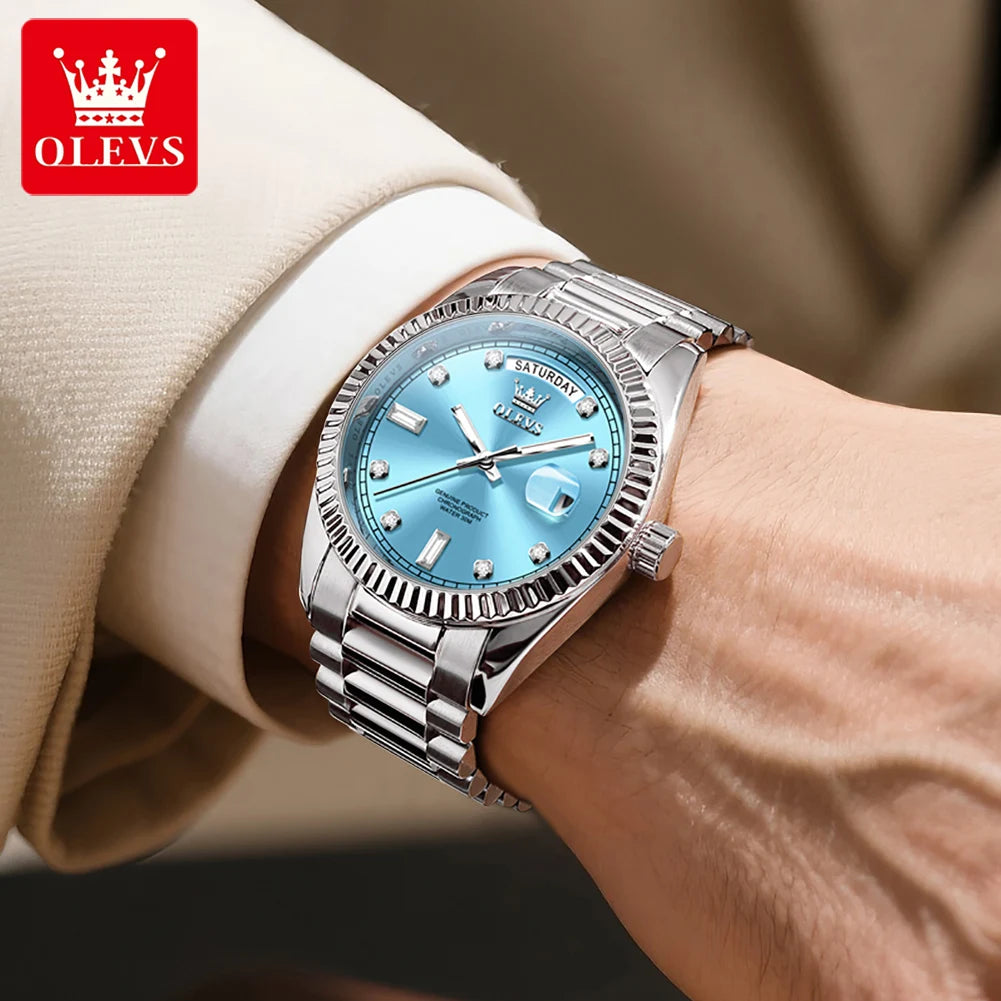 OLEVS 6736 Neue Original Herrenuhr Automatische Mechanische Uhr Luxusuhren für Herren 30M Wasserdicht Kalender Woche Zeigeruhr