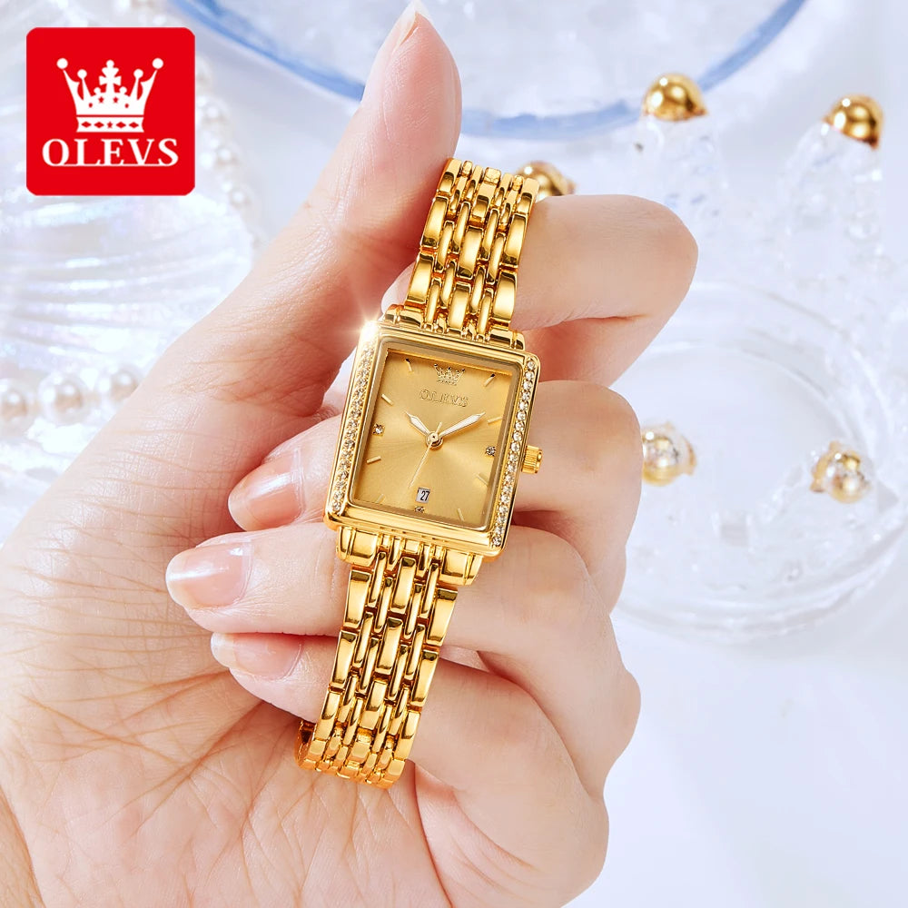 OLEVS 9995 Damenuhr Klassische Quarzuhr für Damen Luxuriöse Original Edelstahl Wasserdichte Kalender Damenuhr