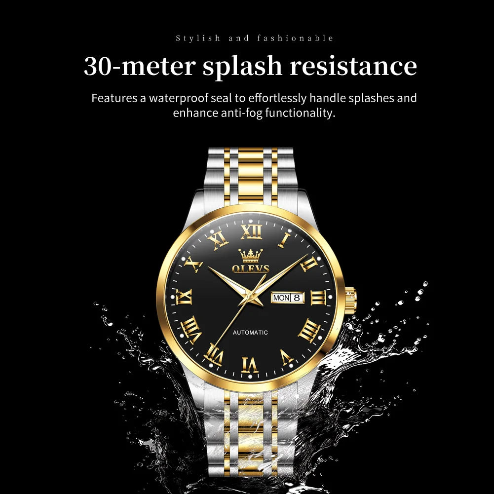 OLEVS 7060 Herrenuhren Edelstahl Original Luxus Automatische Mechanische Uhren Wasserdicht Leuchtende Uhren Für Männer Geschenke
