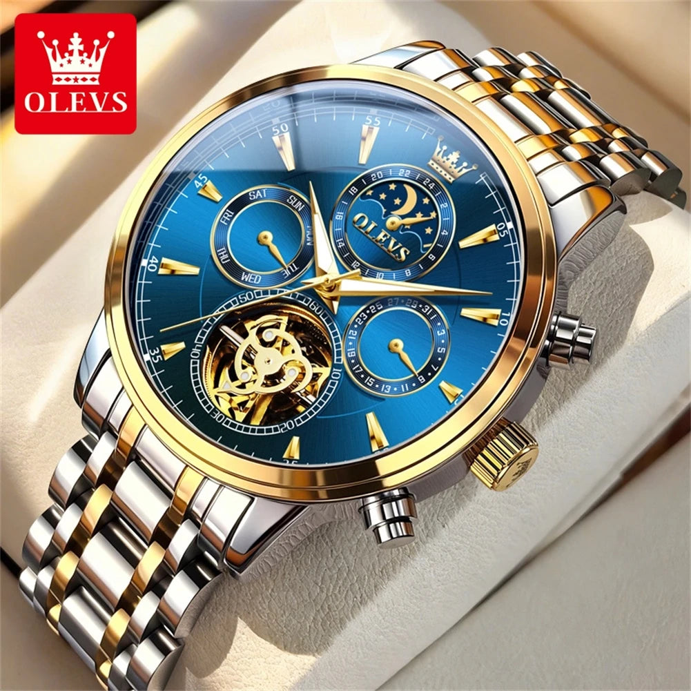 OLEVS 6746 Herrenuhr Business Fashion Skelett Automatische Mechanische Uhren für Männer Original Wasserdicht Leuchtende Herrenuhr