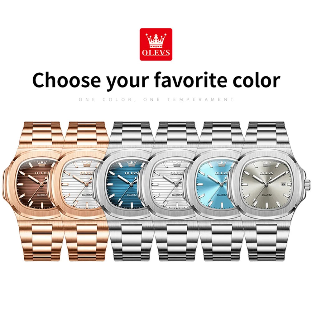OLEVS 3696 Top-Markenmode-Datum-Quarzuhr Original Wasserdichte Leuchtende Uhr Für Herren Armbanduhr Großes Zifferblatt 44mm