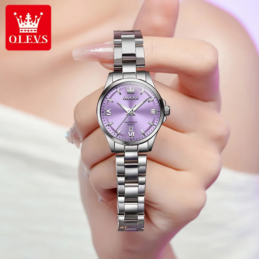 OLEVS 3668 Damenuhr, hochhartes beschichtetes Spiegelglas, Quarzuhr für Damen, Top-Marke, Kalender, 30 m wasserdicht, modische Armbanduhr