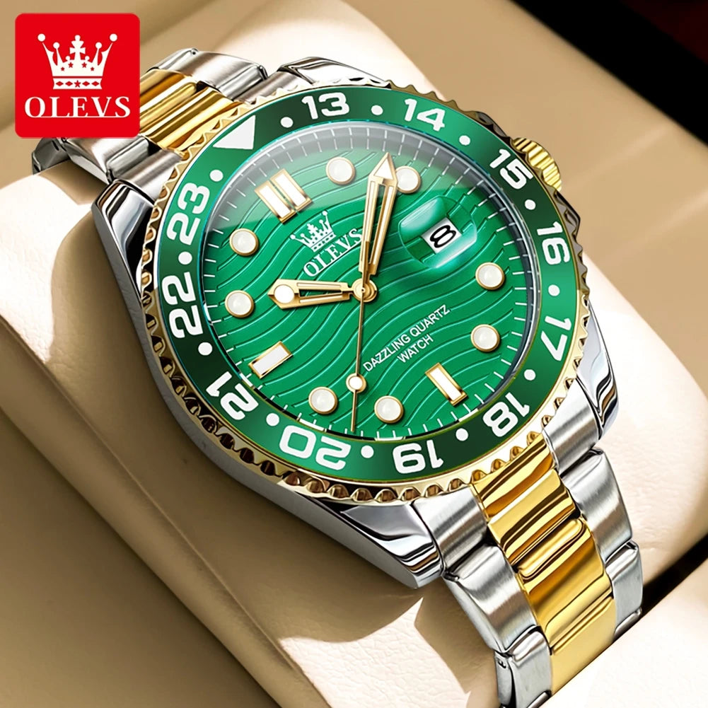OLEVS 3610 Luxury Man Watch Steel Strap Original Calendar Quartz Watch For Men 30M Waterproof Luminous Business Men's Hand Clock
