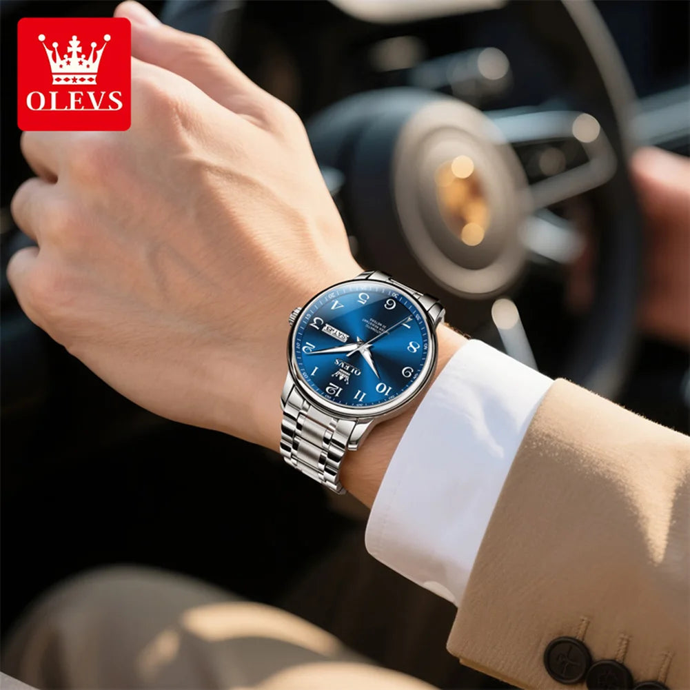 OLEVS 7072 Herrenuhr Mode Original Mechanische Uhren Für Herren Dual Kalender Wasserdicht Business Automatische Handuhr