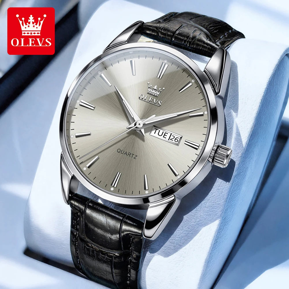 OLEVS Armbanduhr Herren Klassische Quarzuhr für Herren Wasserdichte Leuchtende Geschäftsuhr Wochenanzeige Datum Herrenuhr 6898