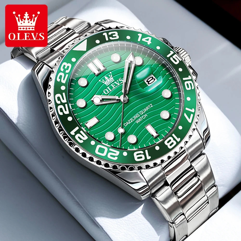 OLEVS 3610 Luxury Man Watch Steel Strap Original Calendar Quartz Watch For Men 30M Waterproof Luminous Business Men's Hand Clock