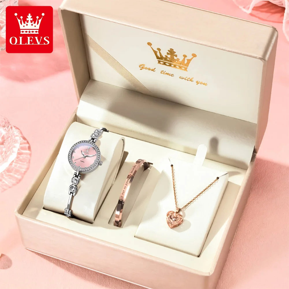 OLEVS 5670 Neue Damenarmbanduhren Wasserdichte Leuchtquarzuhr Edelstahlarmbanduhren für Damen Armbanduhr Reloj Mujer