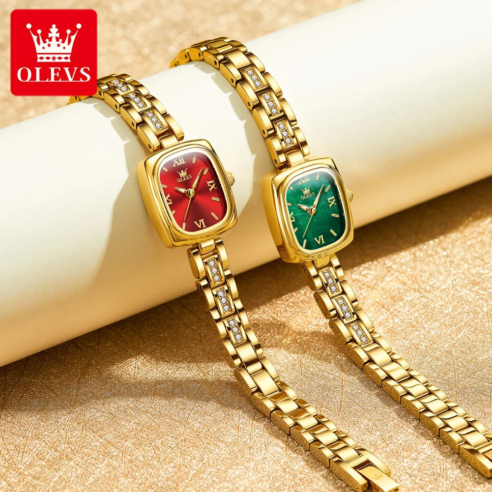 OLEVS 3695 Damenuhr Mode Business Quarzuhr für Damen Stahlarmband Wasserdicht Leuchtende römische Skala Luxus-Armbanduhr