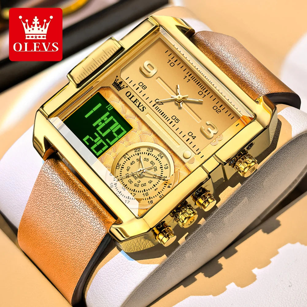 OLEVS 1101 Erkek Kol Saati Moda Çok Fonksiyonlu Kuvars Saat Erkekler İçin Takvim Hafta Göstergesi Su Geçirmez Işıklı El Saati Reloj