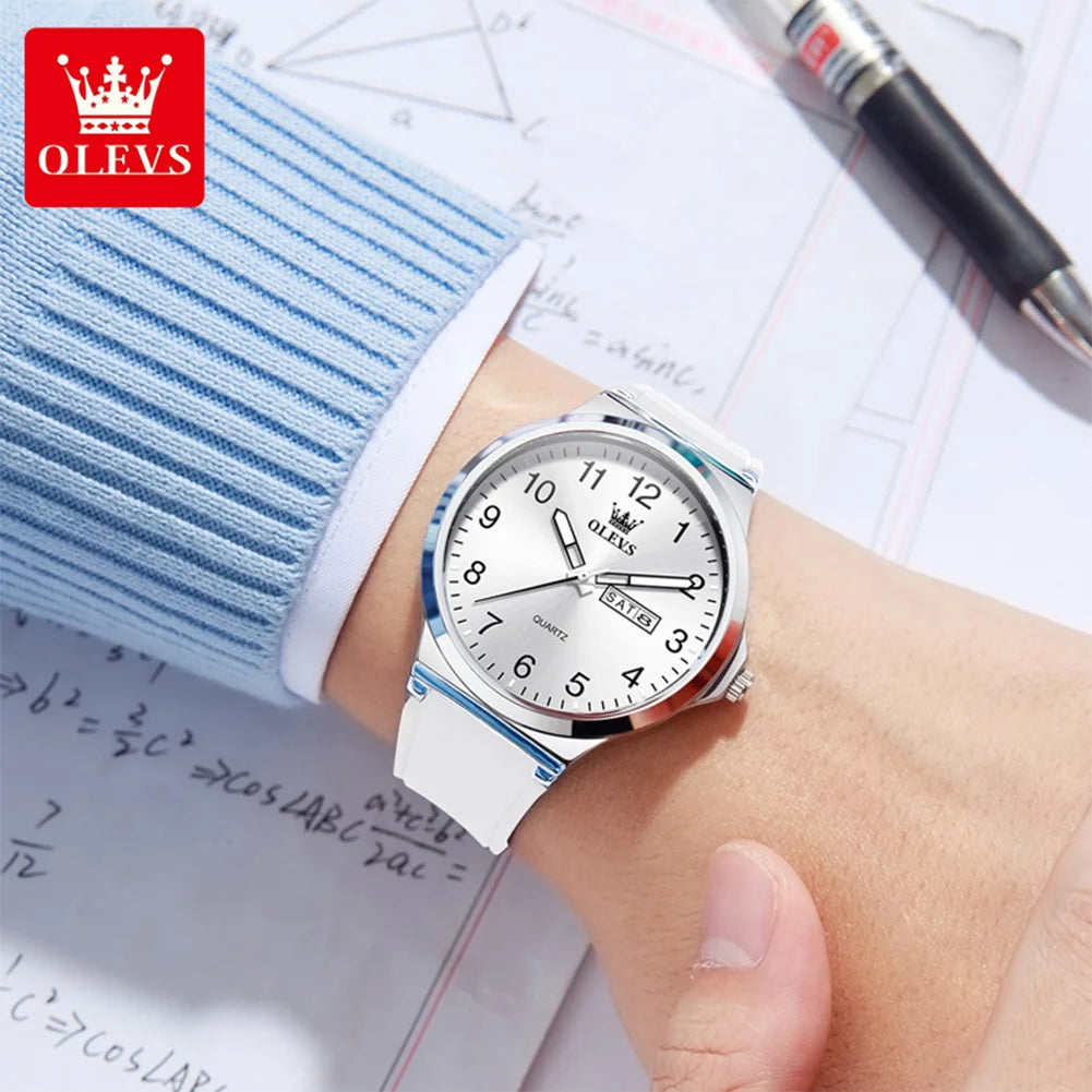 OLEVS 5647 Herrenuhr Mode Große Zifferblatt Quarzuhr Für Männer Ziffernskala Wasserdicht Leuchtend Dual Kalender Einfache Zeigeruhr