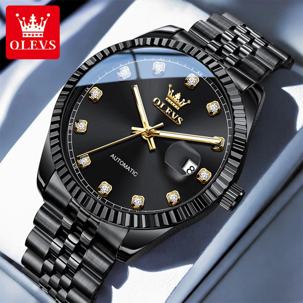 OLEVS 6743 Herrenuhren Original Legere Mode Automatische Mechanische Uhren Wasserdichte Leuchtende Datumsuhren für Herren Geschenkbox