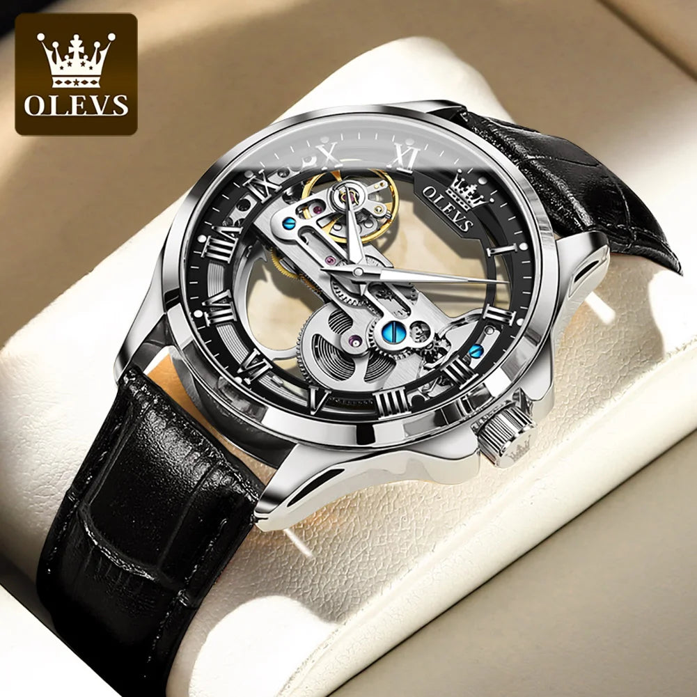 OLEVS 6661 Automatikuhr für Herren Skelett Original Mechanisches Uhrwerk Herrenarmbanduhr Wasserdicht Leuchtende Sport Herrenuhren