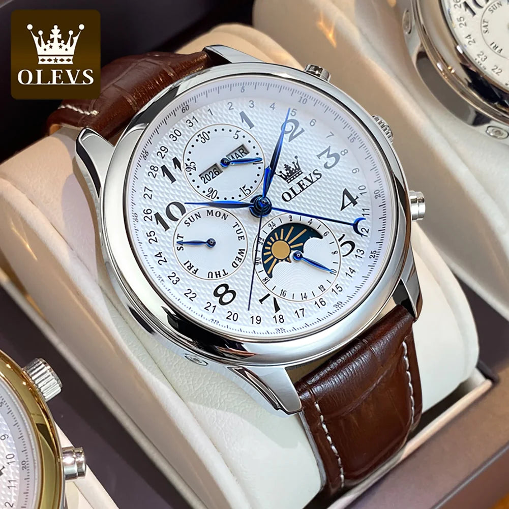 OLEVS 6667 Herrenuhr Mode Zifferblatt Mechanische Armbanduhr Für Herren Top Marke Original Moonswatch Wasserdicht Männer Handuhr