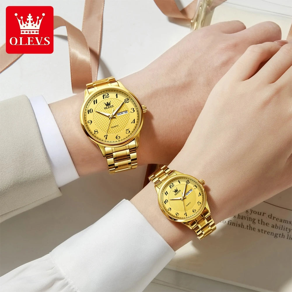 OLEVS 5667 Aufgerüstete Partneruhr Original Luxus Importiertes Uhrwerk Quarzuhren Für Damen und Herren Wasserdicht Leuchtend Reloj