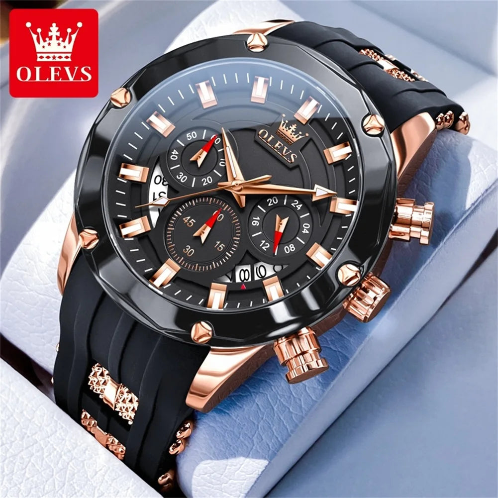 OLEVS 9991 Herrenuhr Mode Sport Wasserdichte Quarzuhr Für Herren 45mm Großes Zifferblatt Original Chronograph Datum Herren Armbanduhr