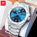 OLEVS 3613 Uhr für Herren, original luxuriös, Datum, Leuchtzeiger, Quarz, Business, Armbanduhr, wasserdicht, Edelstahlarmband, Herrenuhr