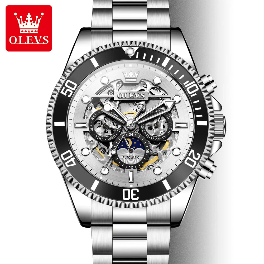 OLEVS 6715 Herren Automatikuhr Top Marke Automatisches Datum Hohlmechanische Uhr Für Männer Luxus Tief Wasserdicht Leuchtende Zeigeruhr
