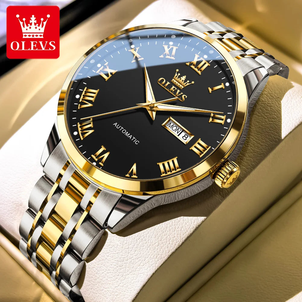OLEVS 7060 Herrenuhren Edelstahl Original Luxus Automatische Mechanische Uhren Wasserdicht Leuchtende Uhren Für Männer Geschenke