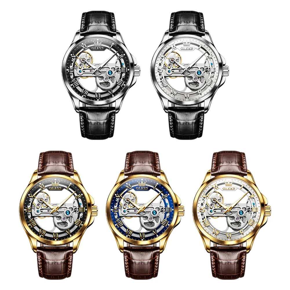OLEVS 6661 Automatikuhr für Herren Skelett Original Mechanisches Uhrwerk Herrenarmbanduhr Wasserdicht Leuchtende Sport Herrenuhren