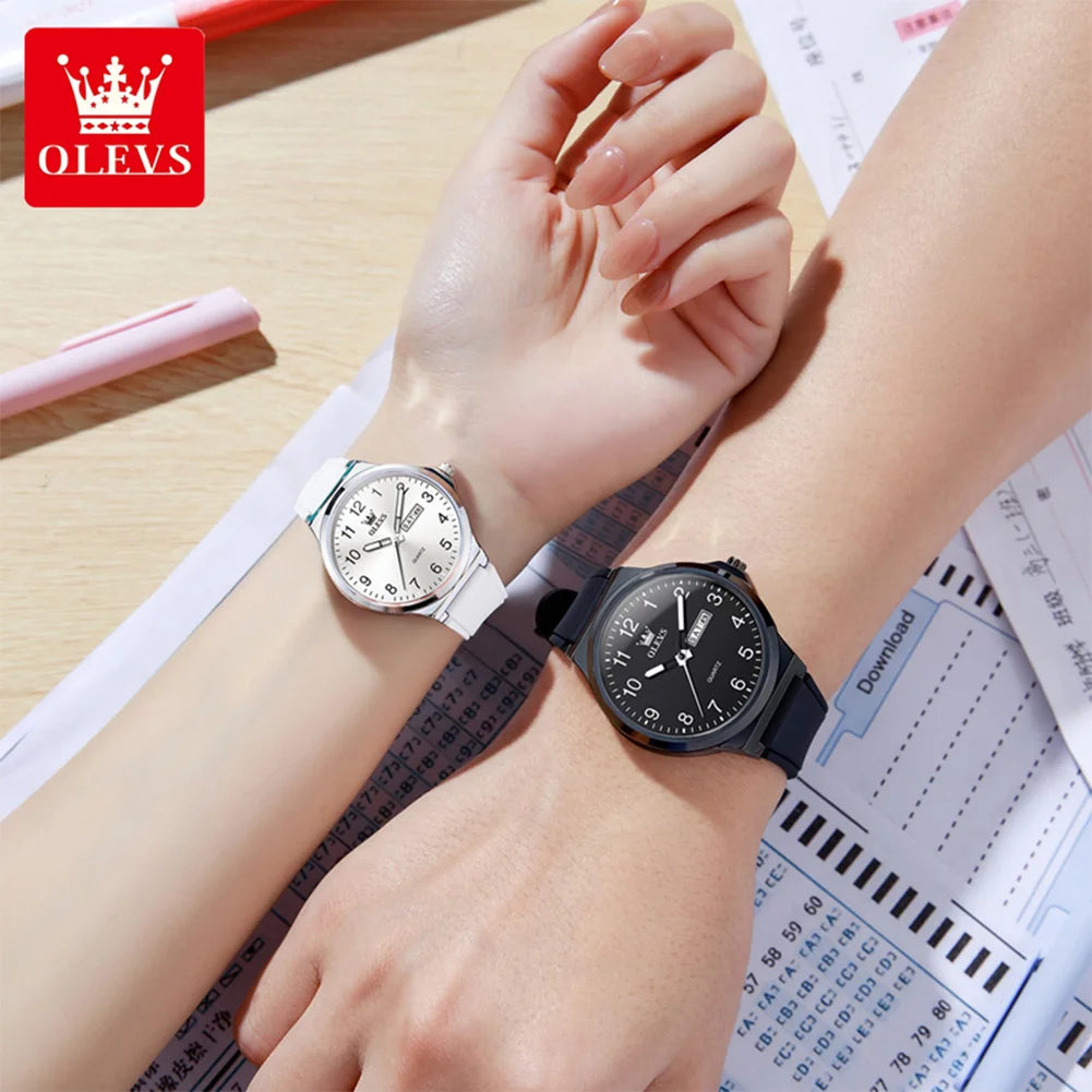OLEVS 5647 Herrenuhr Mode Große Zifferblatt Quarzuhr Für Männer Ziffernskala Wasserdicht Leuchtend Dual Kalender Einfache Zeigeruhr