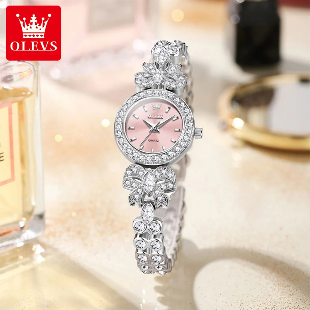 OLEVS Damenuhr 5887 Original Mode Quarzuhren Wasserdicht Leuchtende Damenuhren Diamant Schleifenarmband Geschenkbox Neu