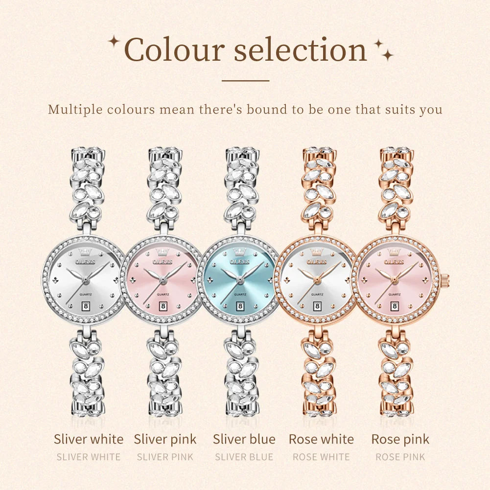 OLEVS 5679 Neue Damenuhr Elegante Modemarke Quarzuhr Wasserdichte leuchtende Uhren für Frauen Geschenke Armbandverschluss