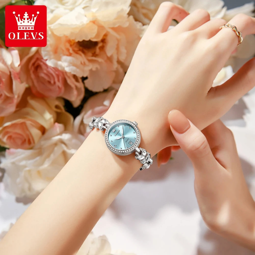 OLEVS 5679 Neue Damenuhr Elegante Modemarke Quarzuhr Wasserdichte leuchtende Uhren für Frauen Geschenke Armbandverschluss