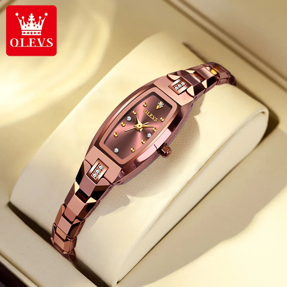 OLEVS 5501 Luxus-Quarzuhr für Damen Wasserdichte Original Damen-Armbanduhr Schlichtes Wolframstahl-Armband Damenuhren