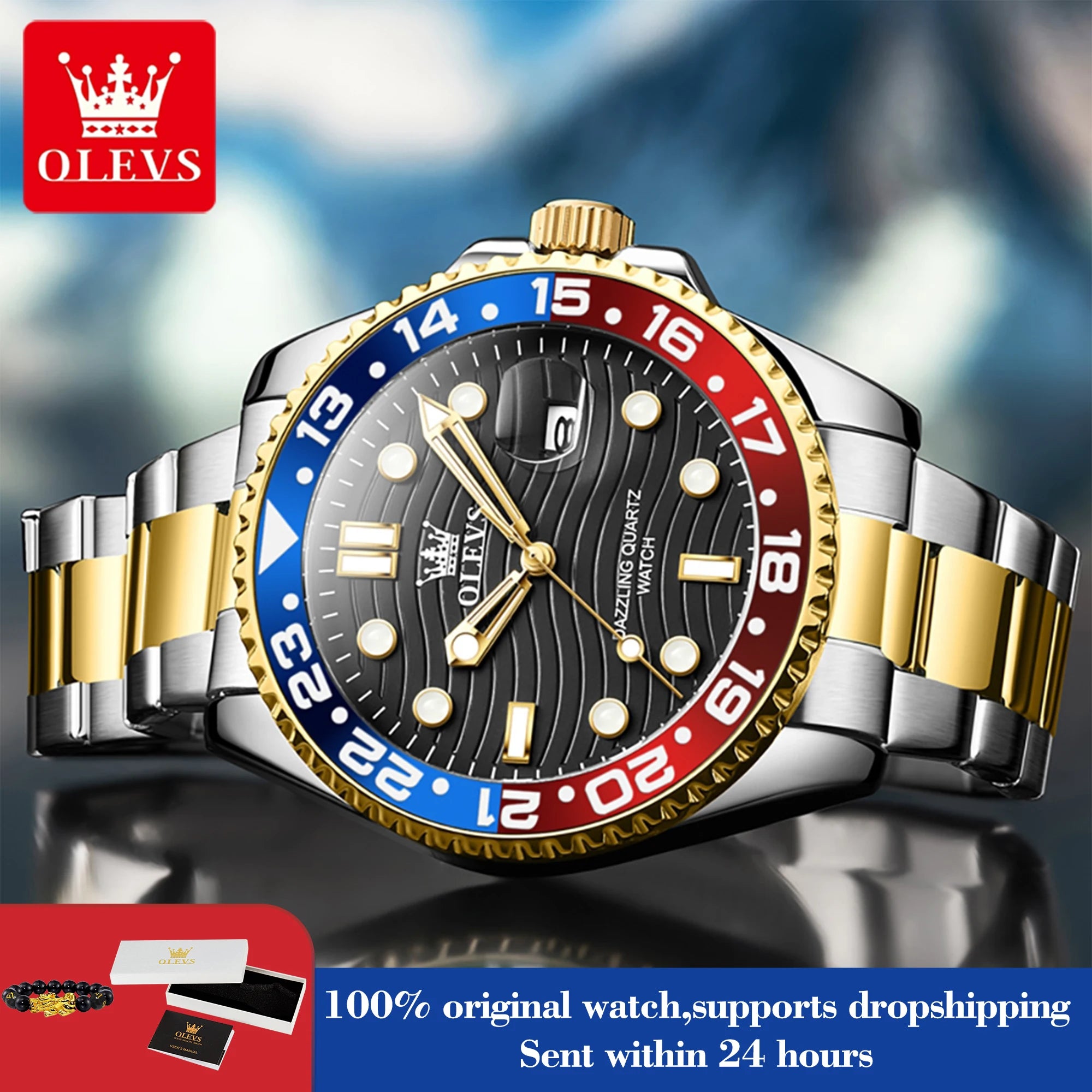 OLEVS 3610 Luxury Man Watch Steel Strap Original Calendar Quartz Watch For Men 30M Waterproof Luminous Business Men's Hand Clock