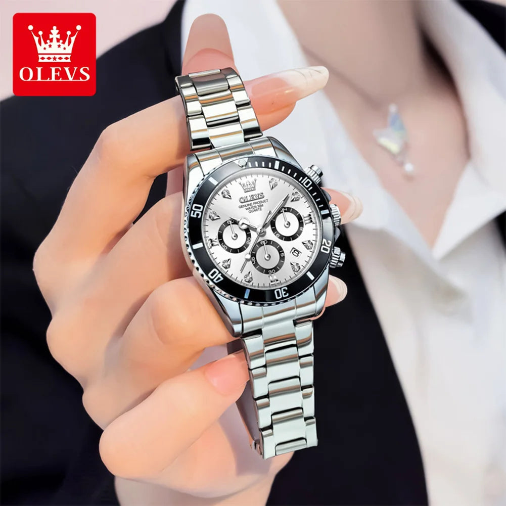 OLEVS 5632 Damenuhr Mode Chronograph Wasserdicht Leuchtende Quarzuhr Damen Original Luxus Datum Damenuhr