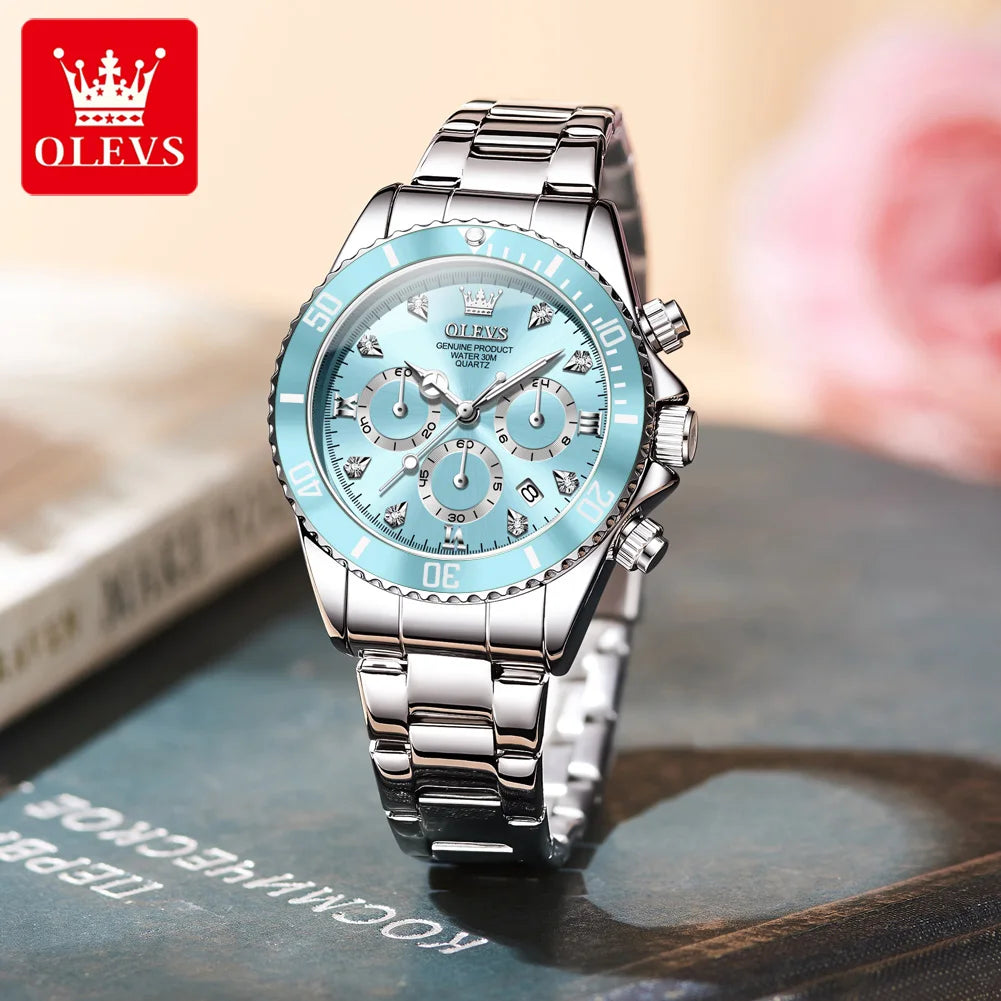 OLEVS 5632 Damenuhr Mode Chronograph Wasserdicht Leuchtende Quarzuhr Damen Original Luxus Datum Damenuhr