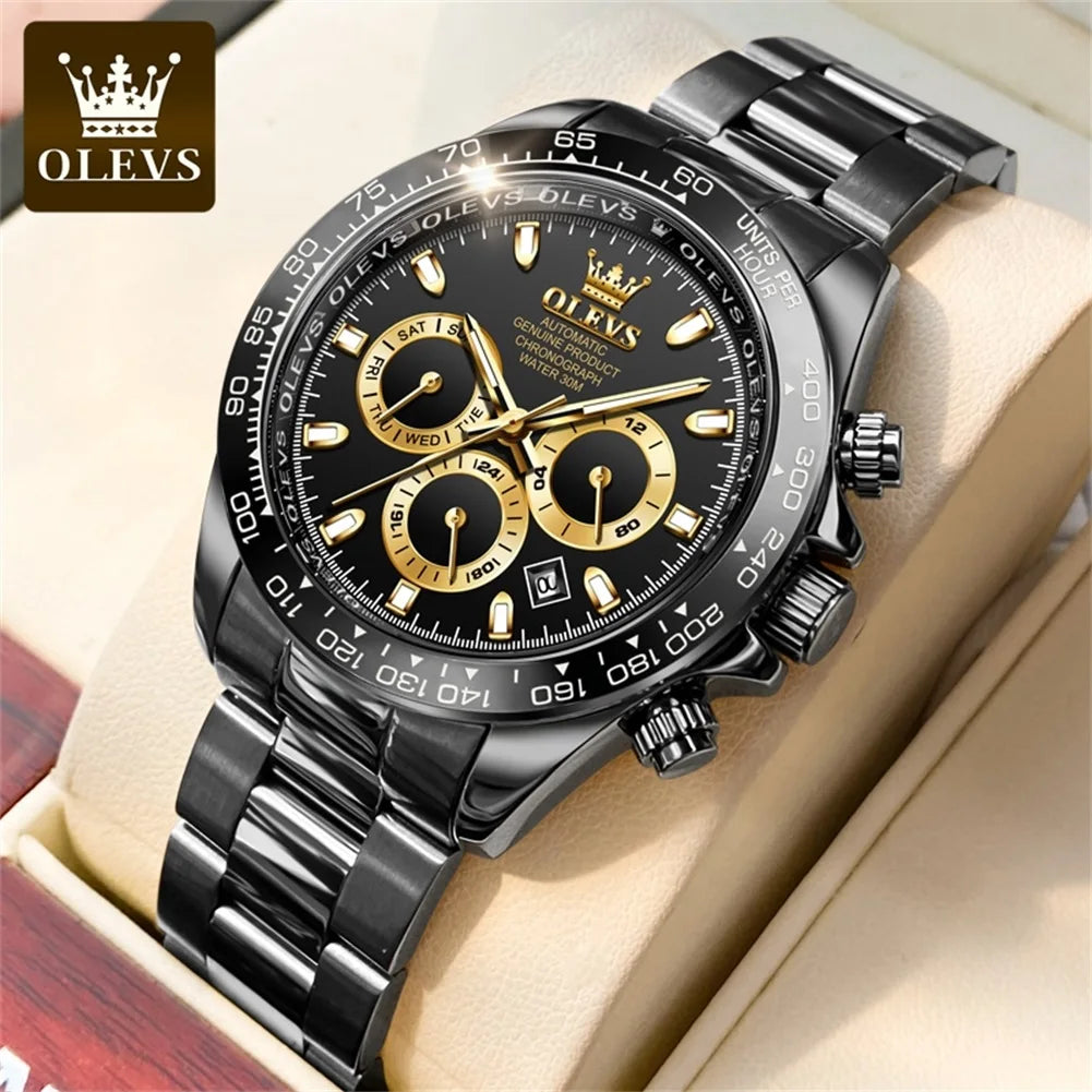OLEVS Uhren Herren Original Luxus Multifunktions Automatische Mechanische Uhren Für Herren Wochenkalender Herren Dress Armbanduhr 6638