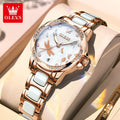 OLEVS Uhren Damen 6610 Automatische Mechanische Uhr Diamantskala Original Uhren für Frauen Kalender Luxus Kleideruhr