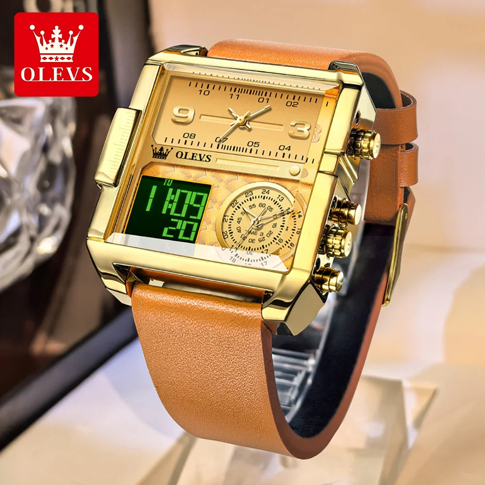 OLEVS 1101 Erkek Kol Saati Moda Çok Fonksiyonlu Kuvars Saat Erkekler İçin Takvim Hafta Göstergesi Su Geçirmez Işıklı El Saati Reloj