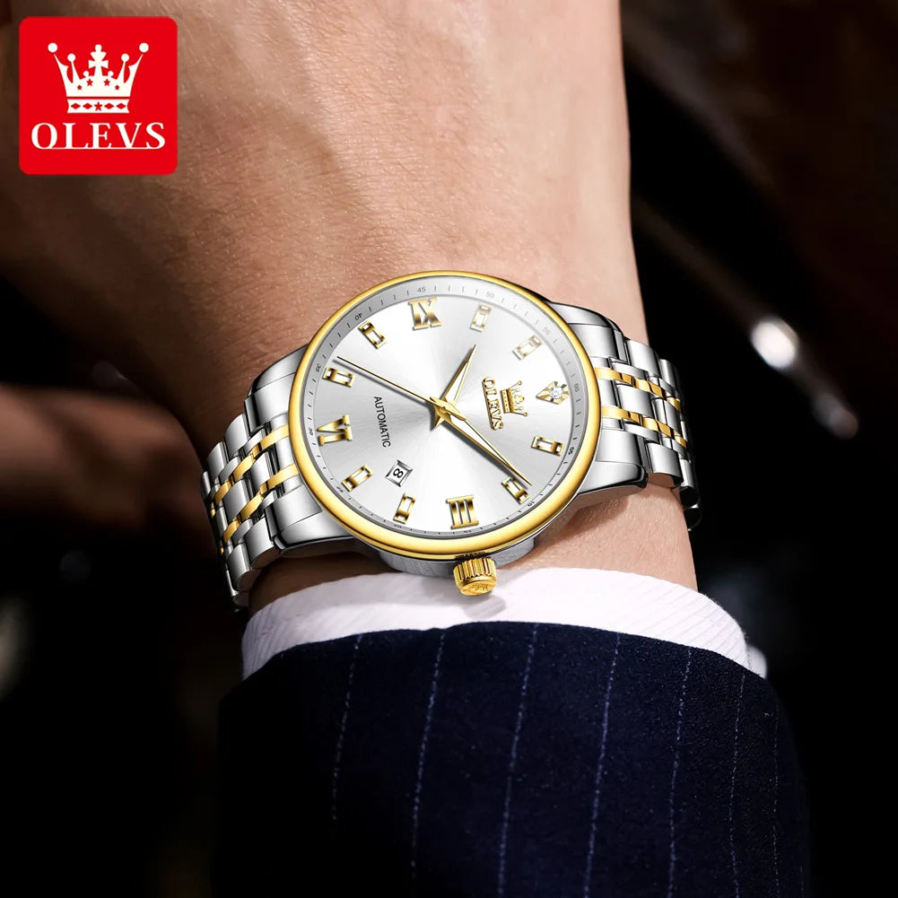 OLEVS 6723 Herrenuhr Automatik mechanische Uhren Business Datumsanzeige Uhren für Herren Luxus Mode wasserdicht leuchtend Original
