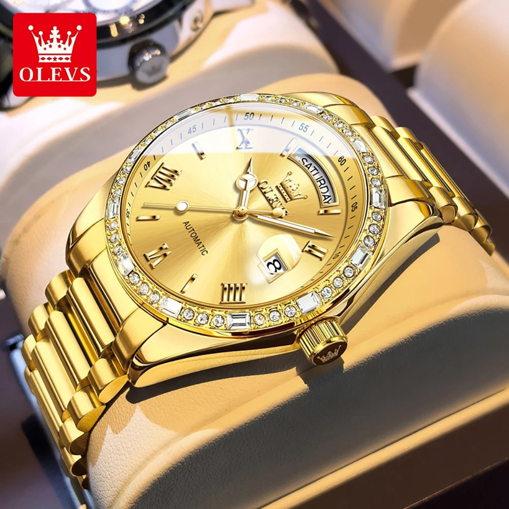 OLEVS 6747 Herrenuhr Original Mechanische Automatikuhr Für Männer Wasserdichte Business-Uhr Aus Stahl Für Herren Armbanduhr Reloj