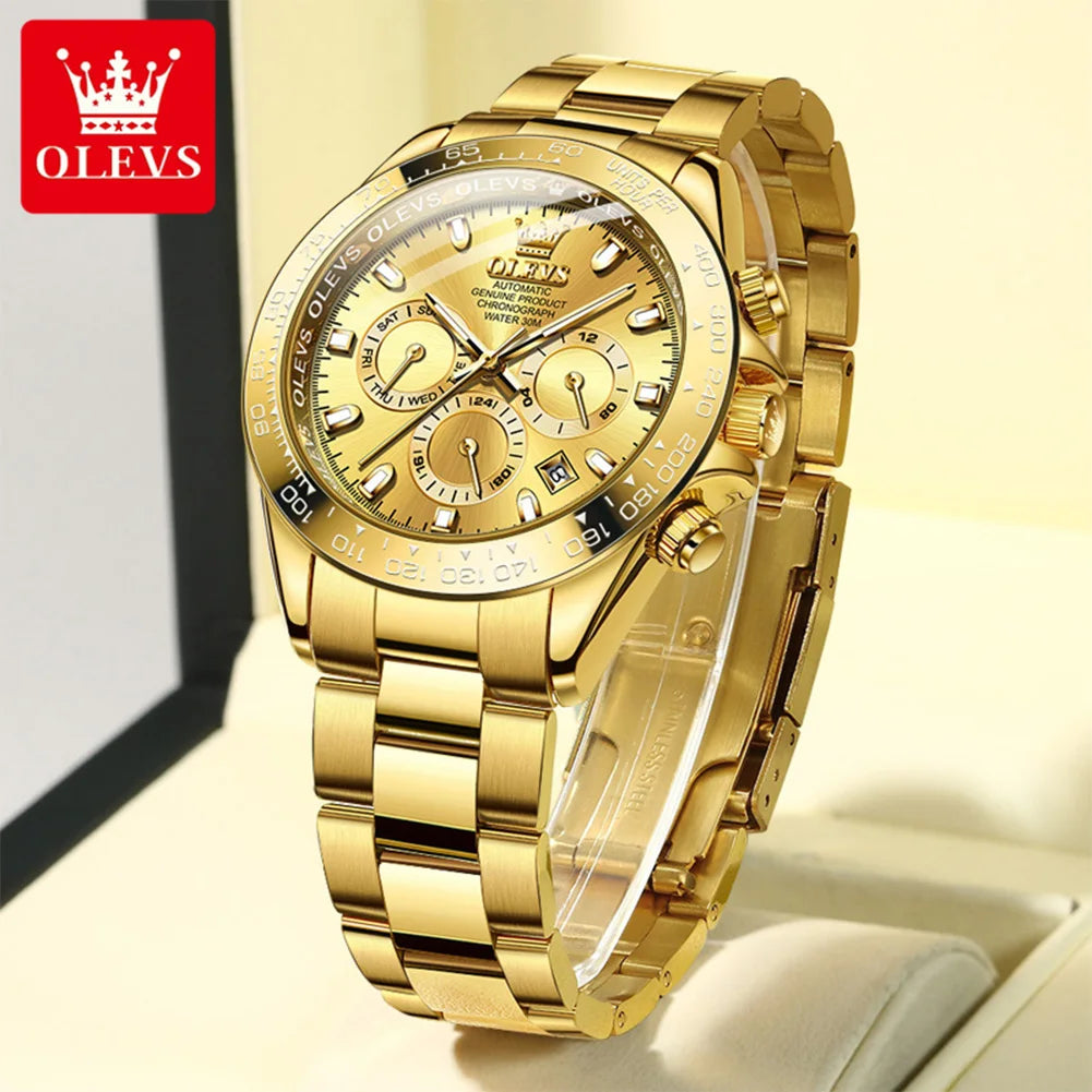 OLEVS Uhren Herren Original Luxus Multifunktions Automatische Mechanische Uhren Für Herren Wochenkalender Herren Dress Armbanduhr 6638