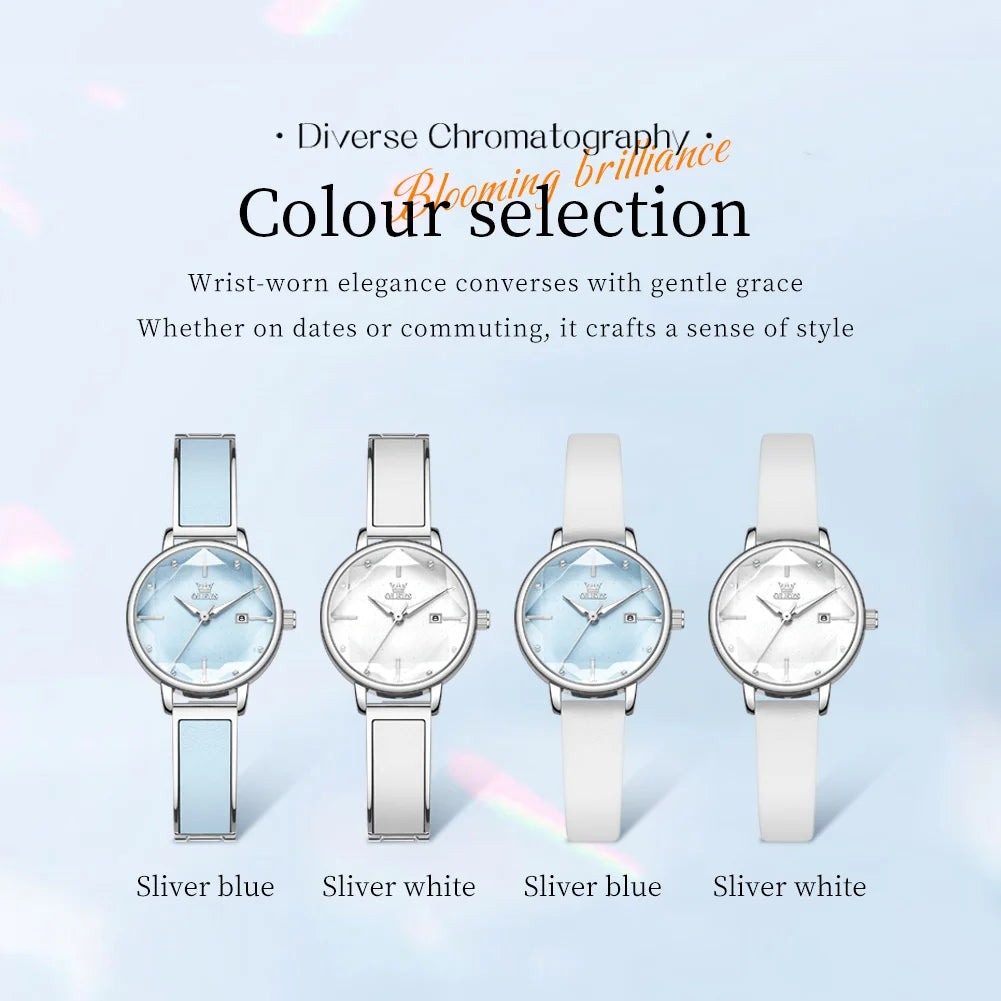 OLEVS 5656 Damenuhren, schöne, elegante Mode-Quarzuhr, wasserdicht, leuchtendes Datum, Damenuhr, Reloj Mujer