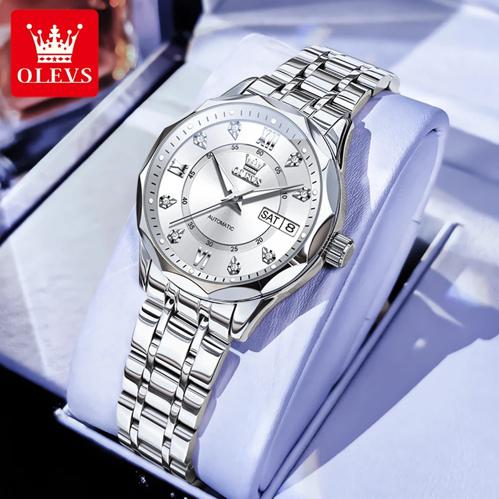 OLEVS 6727 Automatikuhr Damen Top Marke Luxus Wasserdichte Mechanische Uhr Für Frauen Doppelkalender Damen Kleideruhr