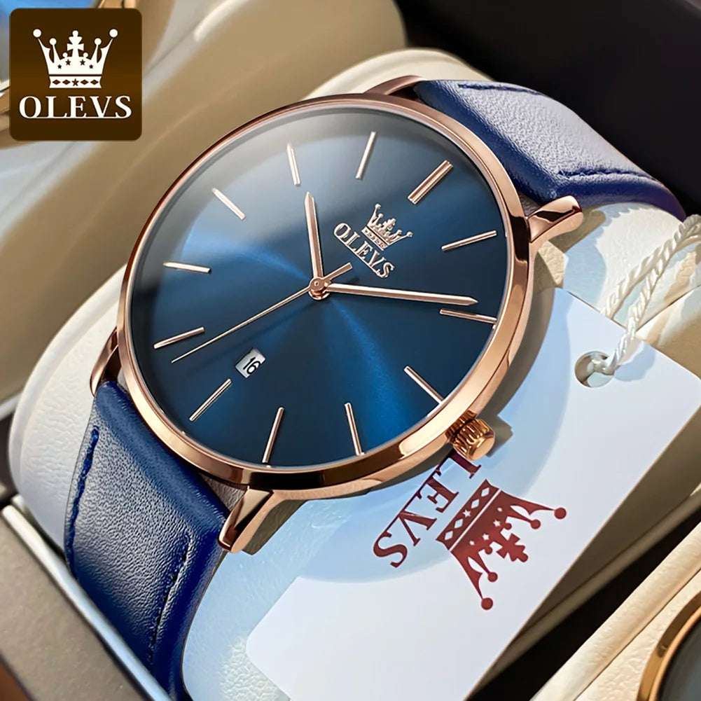 OLEVS 5869 Uhr für Herren Mode Einfach Japanisches Quarzwerk Herrenuhren Gehäusedicke 6,5 mm Top-Markenkalender Zeigeruhr