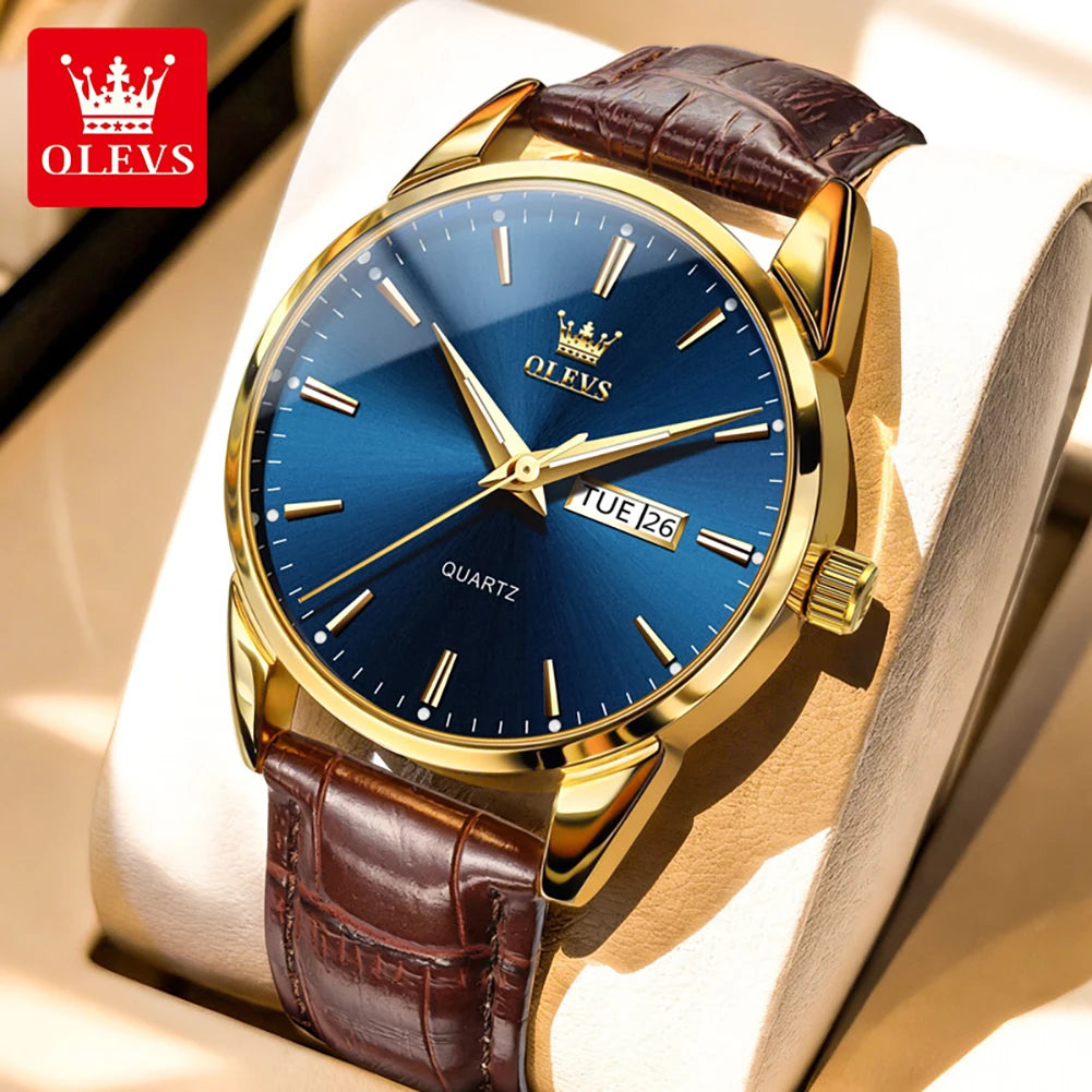 OLEVS Armbanduhr Herren Klassische Quarzuhr für Herren Wasserdichte Leuchtende Geschäftsuhr Wochenanzeige Datum Herrenuhr 6898