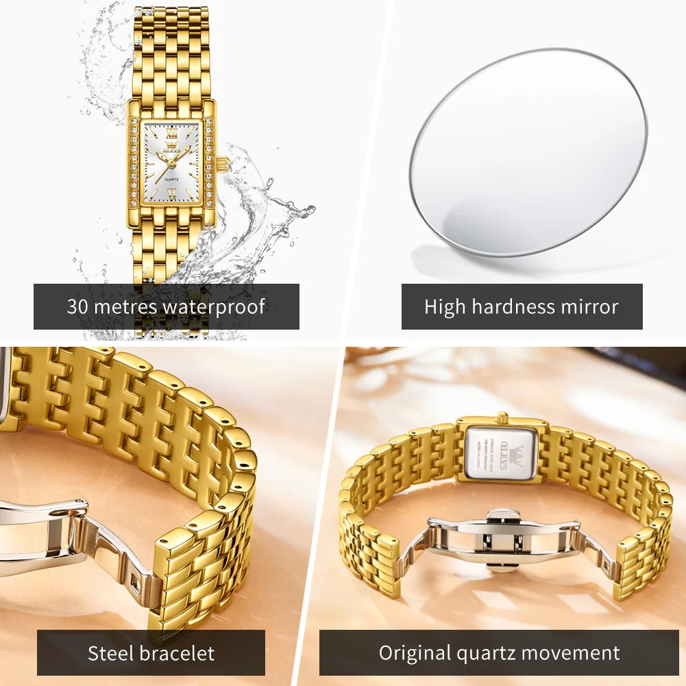 OLEVS 3700 Quarzuhr für Damen Wasserdicht Original Mode Stahlarmband Zeigeruhr Top-Marken Luxus Business Damenarmbanduhren