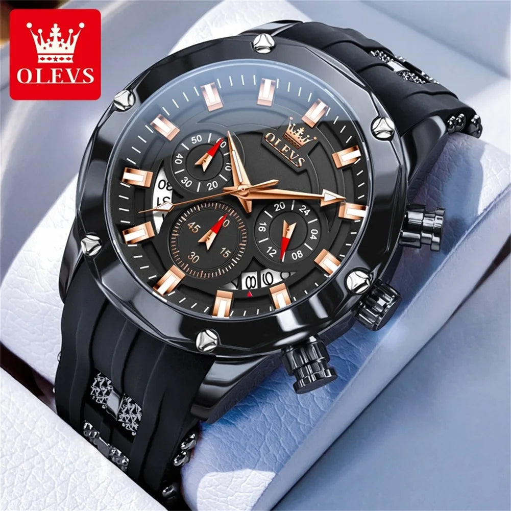 OLEVS 9991 Herrenuhr Mode Sport Wasserdichte Quarzuhr Für Herren 45mm Großes Zifferblatt Original Chronograph Datum Herren Armbanduhr
