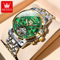 OLEVS 9910 Automatikuhr für Herren, mechanische Herrenarmbanduhr, luxuriöse Skelettuhr aus Edelstahl, wasserdicht, Original Herrenuhr