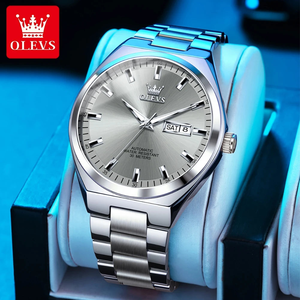 OLEVS 9907 Armbanduhren für Herren Luxus Business Automatische Mechanische Armbanduhr Wasserdicht Leuchtend Original Sport Wochen-/Datumsuhren
